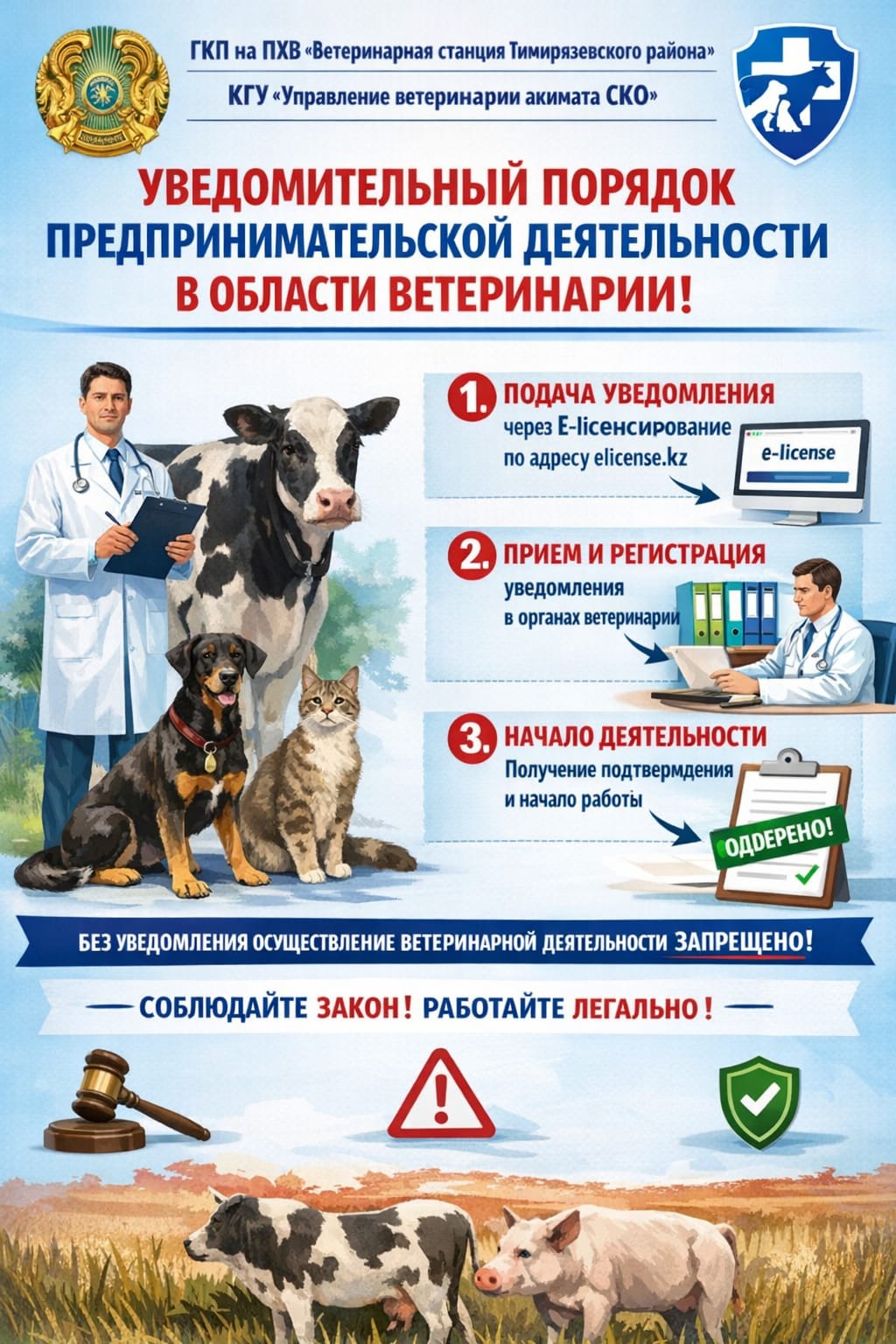 Ветеринария саласындағы кәсіпкерлік қызметтің хабарламалық тәртібі